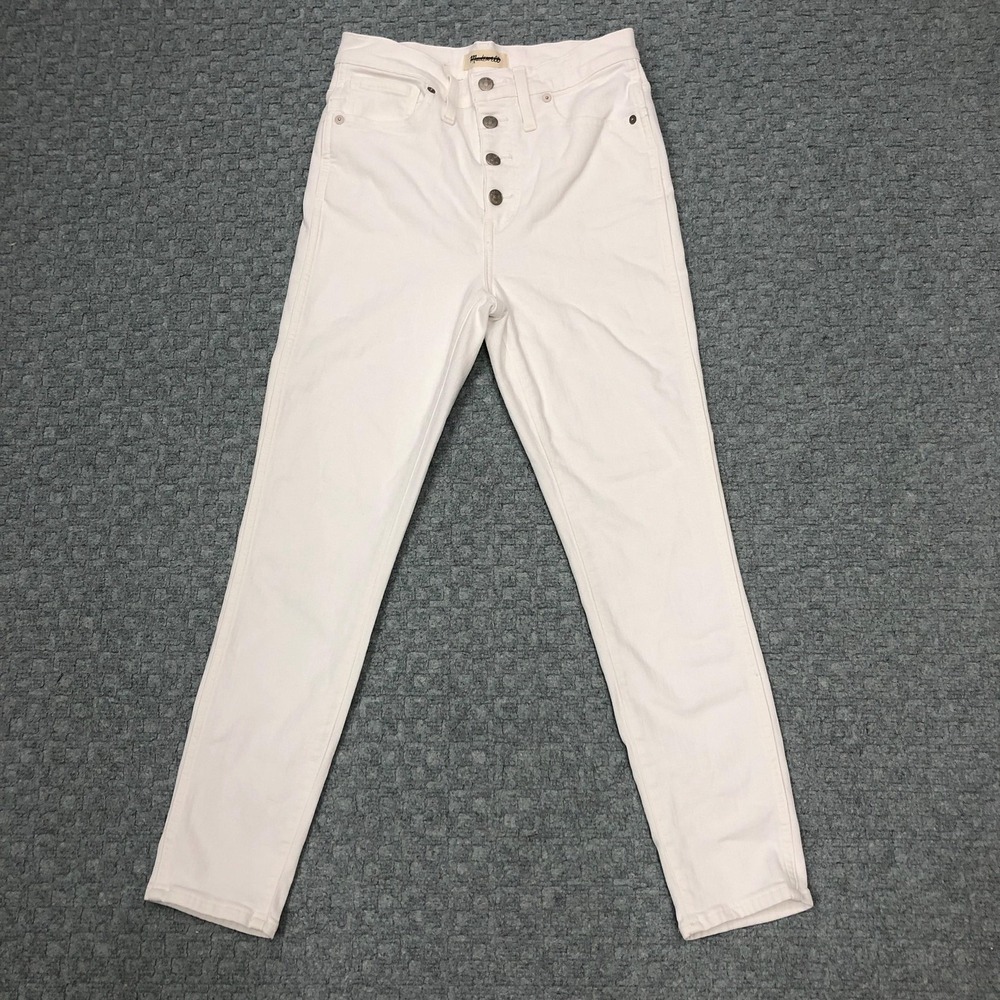 Madewell Jeans Womens 27 White 10" High-Rise Skinny Crop Button Fly Stretch